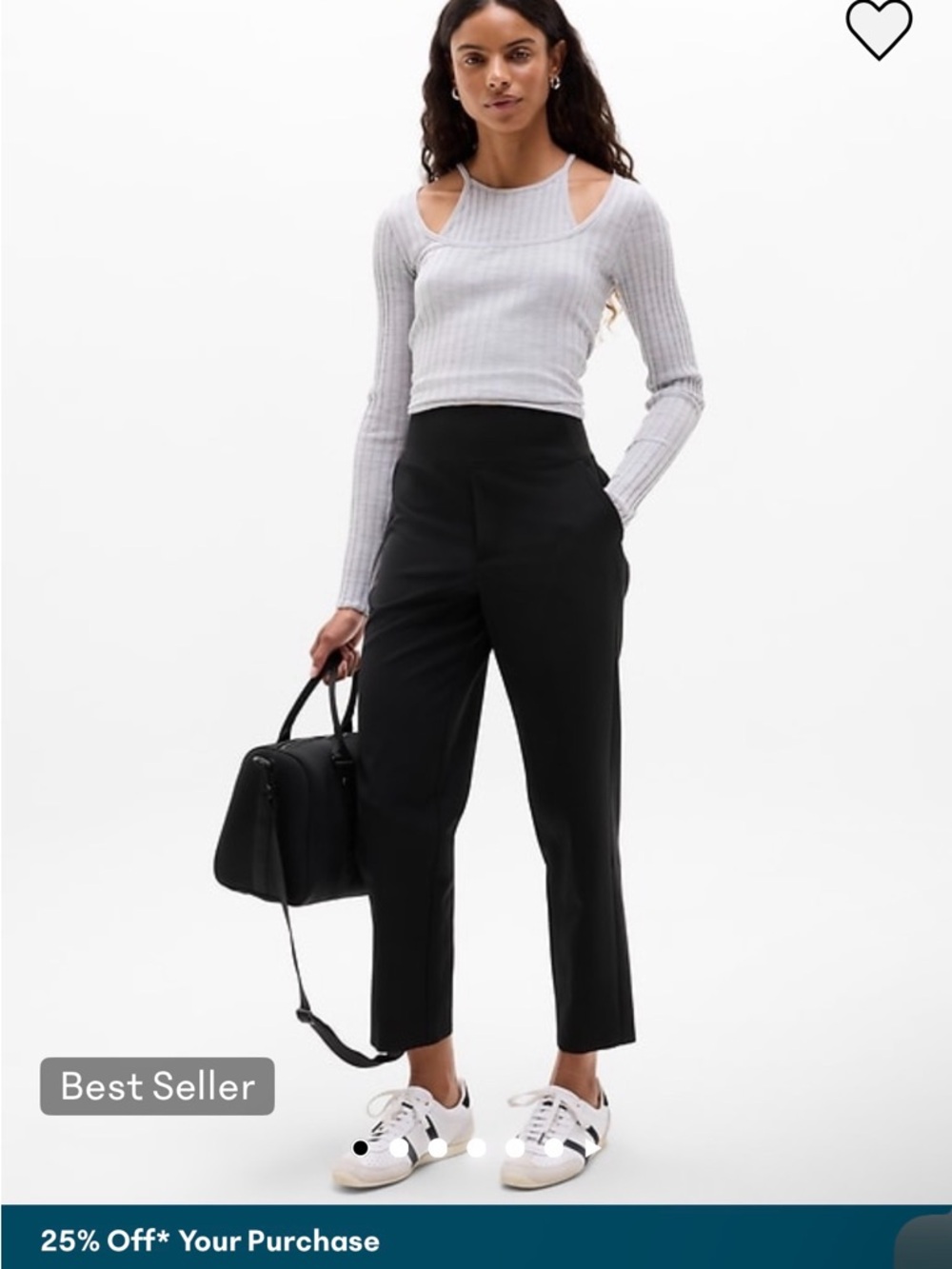 Athleta Black Cropped Straight-Leg Pants
